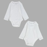 Unisex Plain White Long-Sleeved Underwear Bodysuit (Pack Of 2)