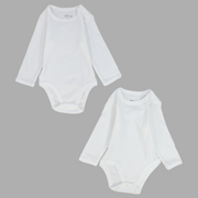 Unisex Plain White Long-Sleeved Underwear Bodysuit (Pack Of 2)