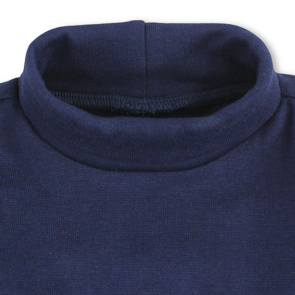 Baby Long-Sleeved High Collar Bodysuit – Navy Blue