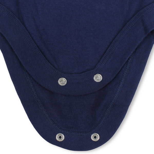 Baby Long-Sleeved High Collar Bodysuit – Navy Blue