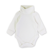 Unisex Baby Cotton Bodysuit High Collar – Off-White