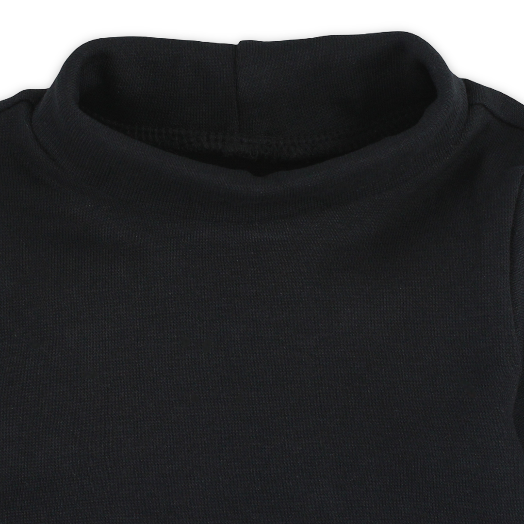 Unisex Baby Cotton High Collar Bodysuit – Black