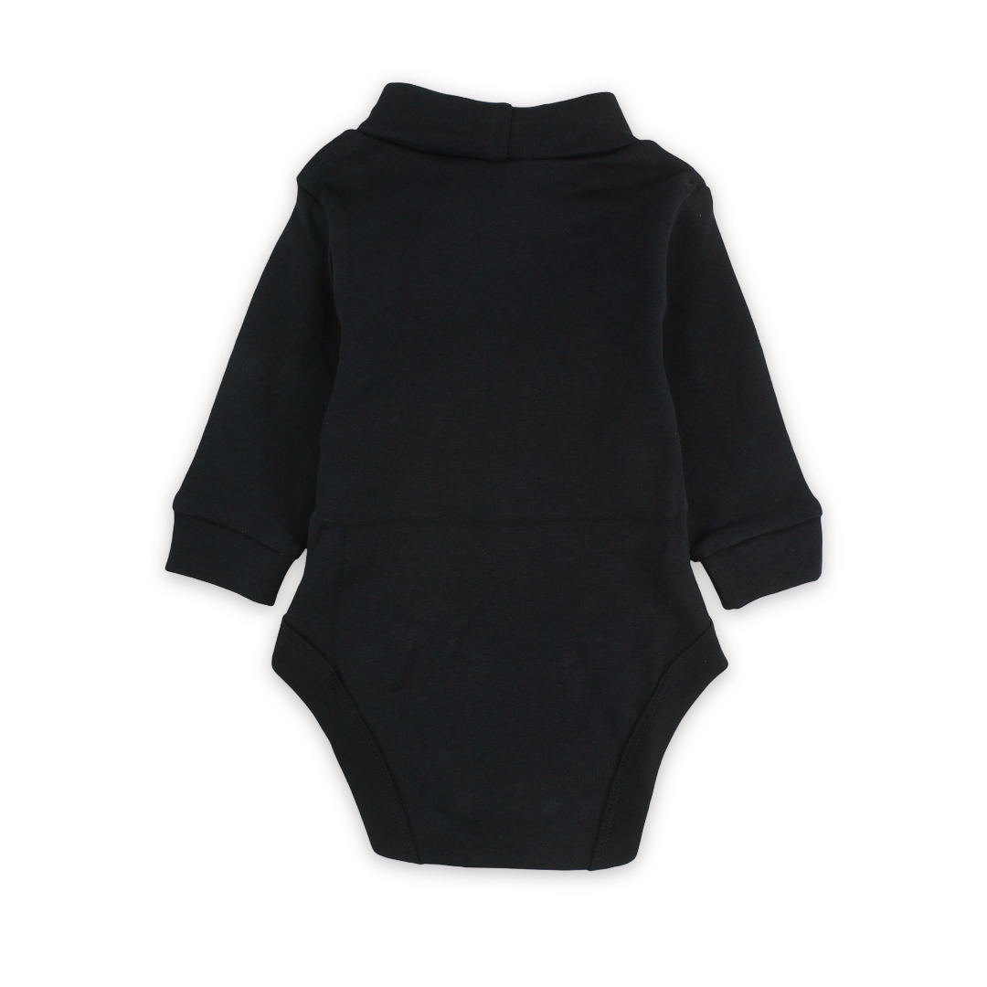 Unisex Baby Cotton High Collar Bodysuit – Black