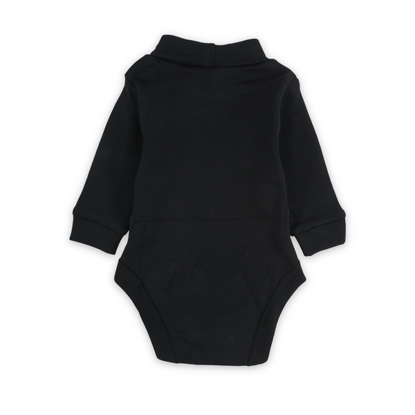 Unisex Baby Cotton High Collar Bodysuit – Black
