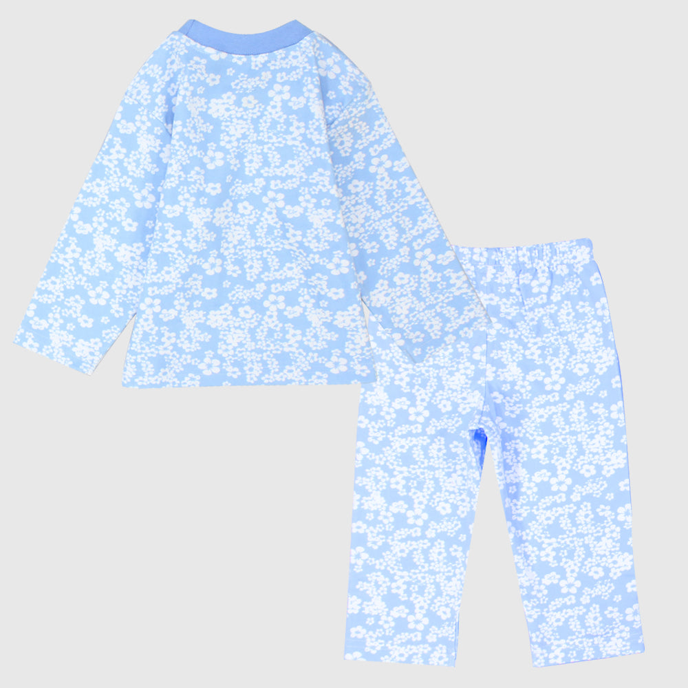 Blue Flowery Long-Sleeved Pajama