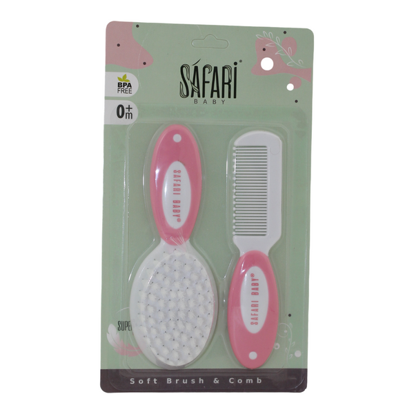 Safari Baby Soft Brush and Comb Set – Pink