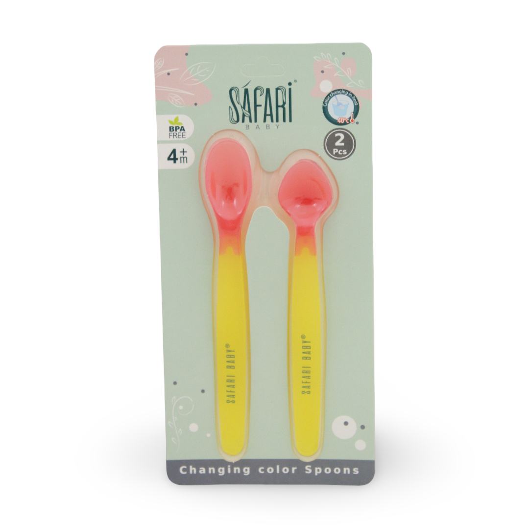 طقم ملاعق متغيرة اللون 2 قطعة + 4 شهور