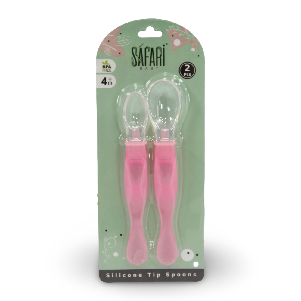 Safari Baby Silicone Tip Spoons +4m – Pink