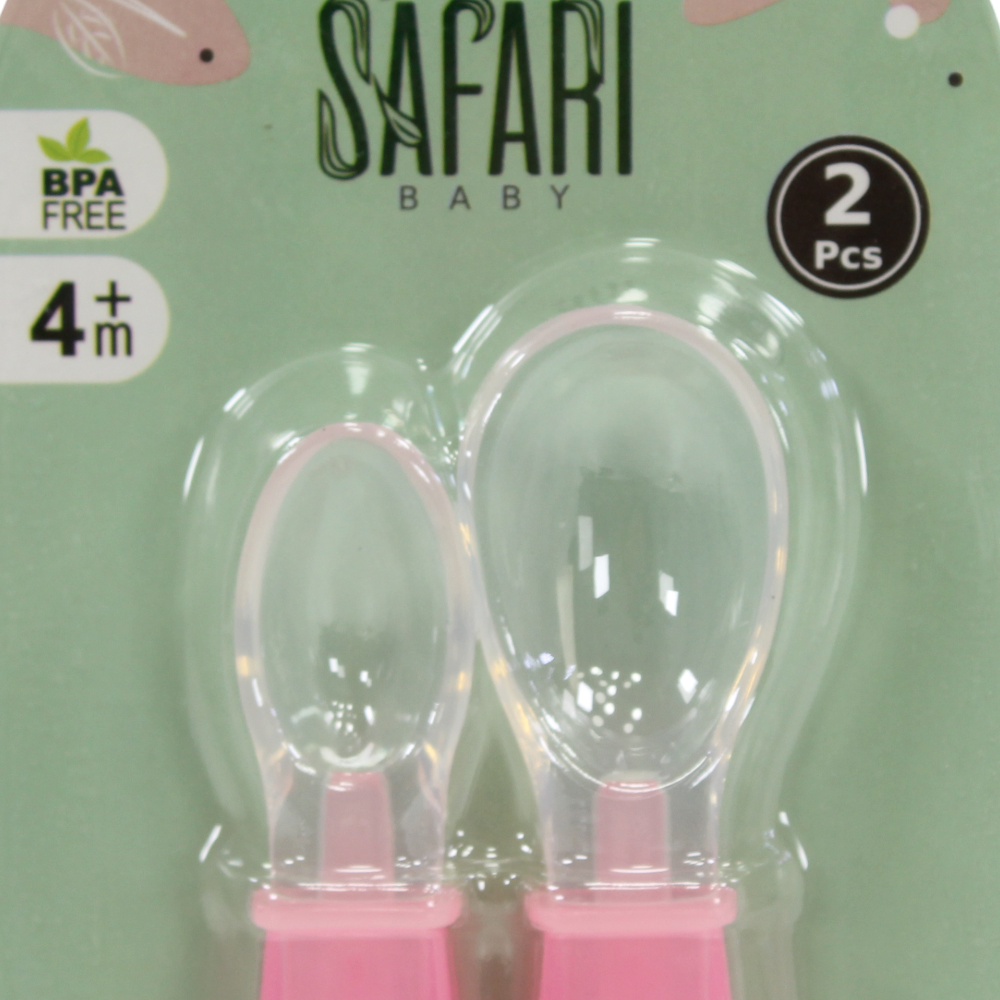 Safari Baby Silicone Tip Spoons +4m – Pink