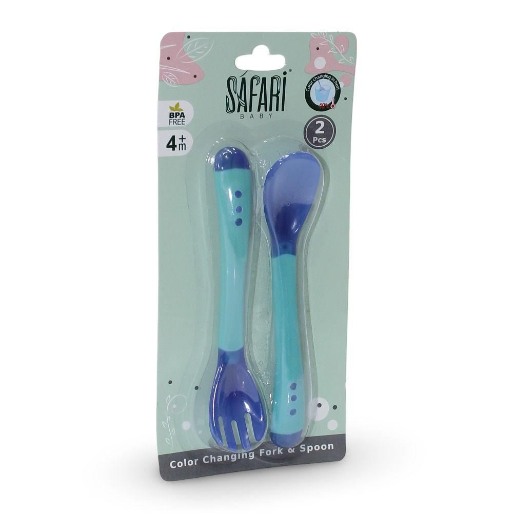 Safari Baby Color Changing Feeding Spoon & Fork  – 2Pcs