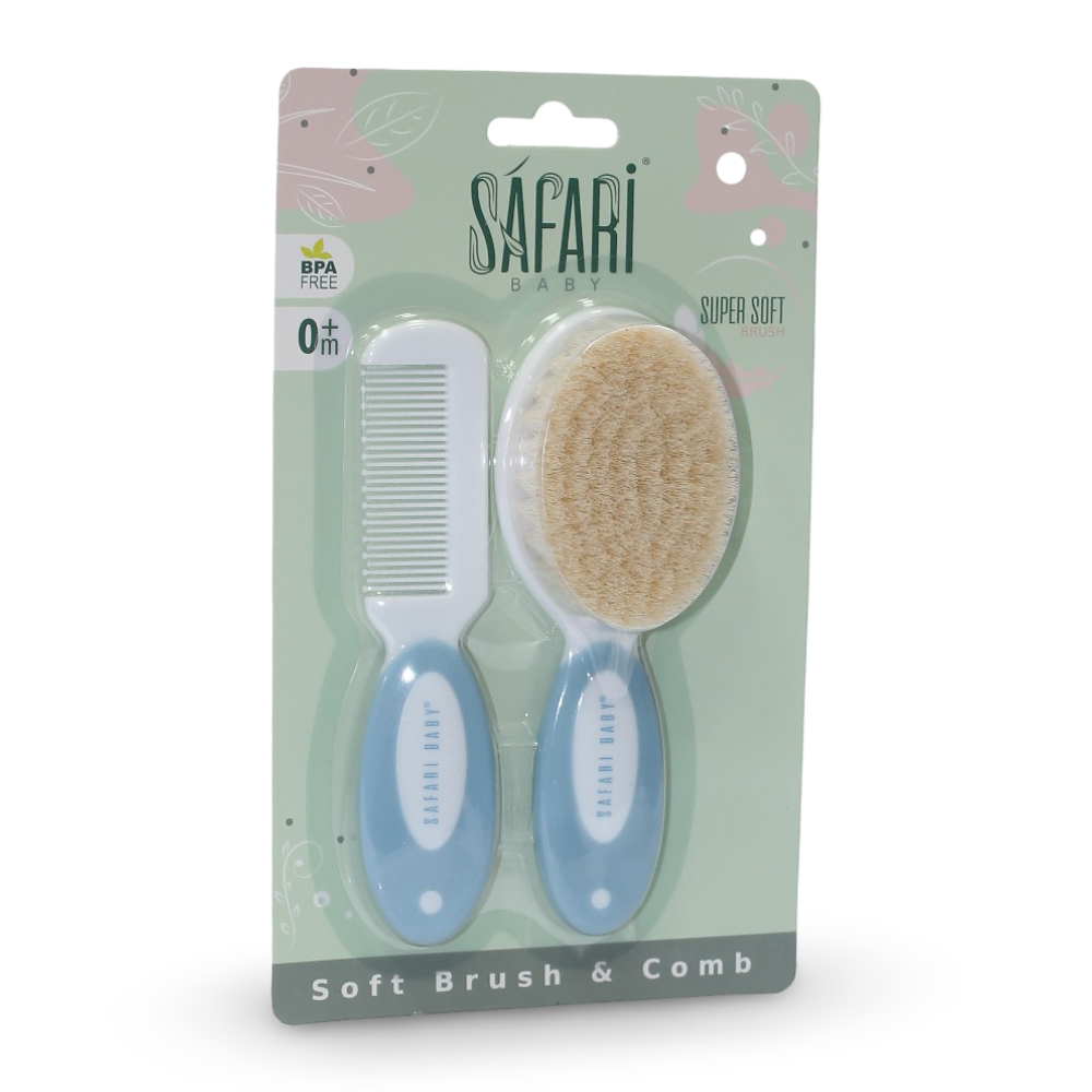 Safari Baby Soft Brush & Comb – Baby Blue