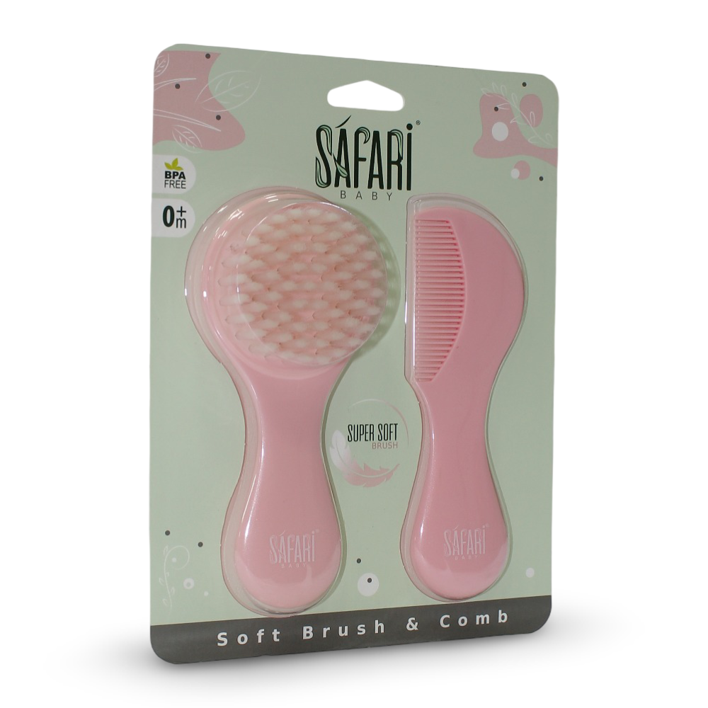 Safari Baby Soft Brush & Comb – Pink