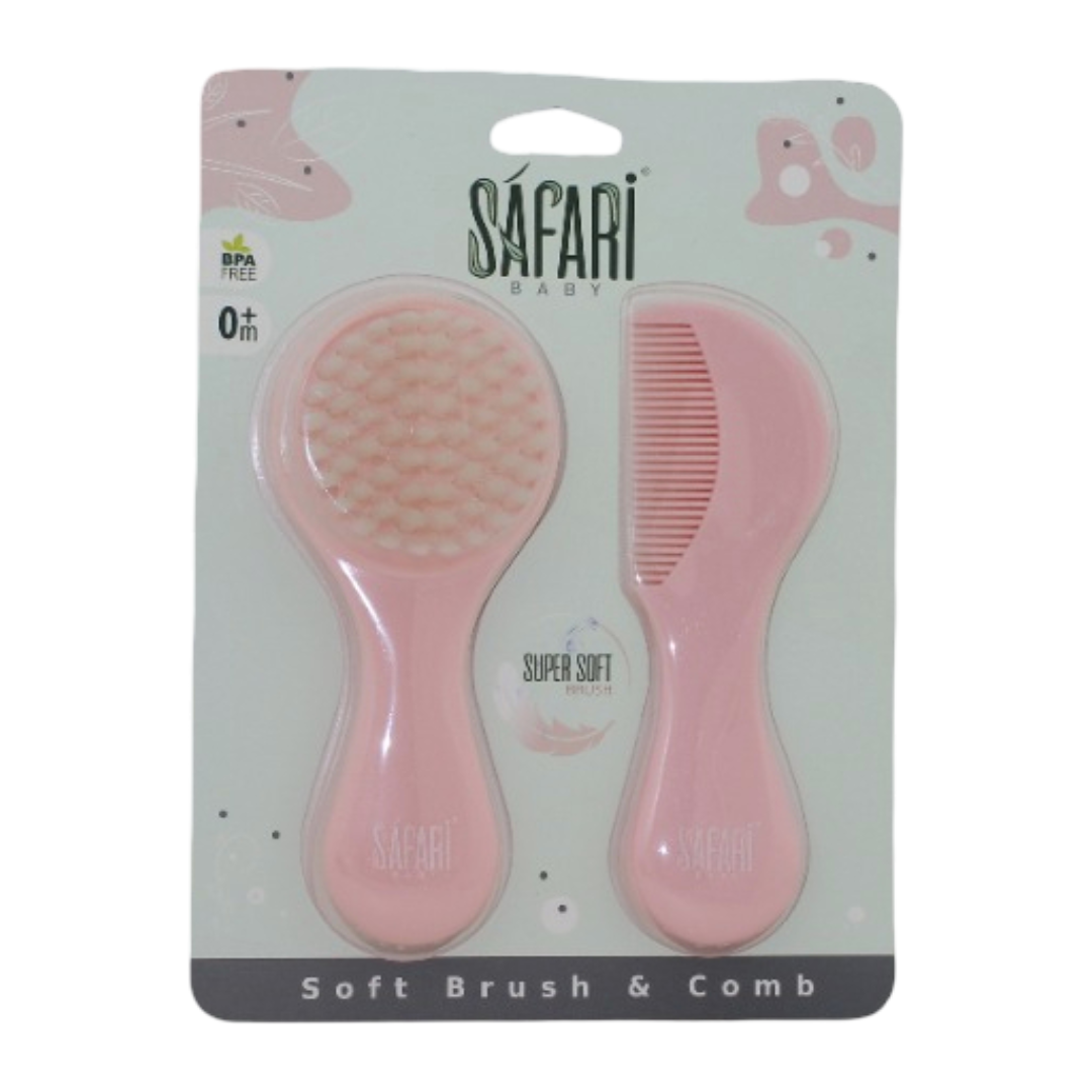 Safari Baby Soft Brush & Comb – Pink