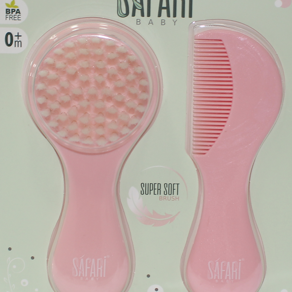 Safari Baby Soft Brush & Comb – Pink