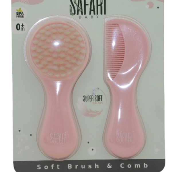 Safari Baby Soft Brush & Comb – Pink