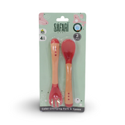 Safari Baby Color Changing Fork & Spoon Set – Yellow & Red