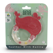 Safari Baby Teether with Rattle – Red Dolphin Shape