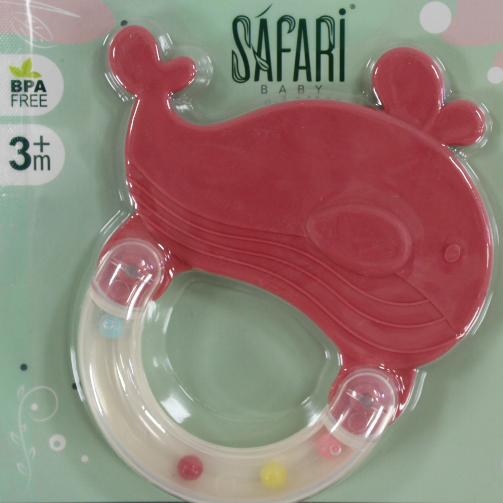 Safari Baby Teether with Rattle – Red Dolphin Shape