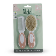 Safari Baby Soft Baby Brush & Comb Set - Salmon