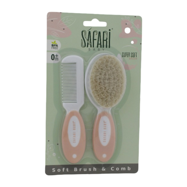Safari Baby Soft Baby Brush & Comb Set - Salmon