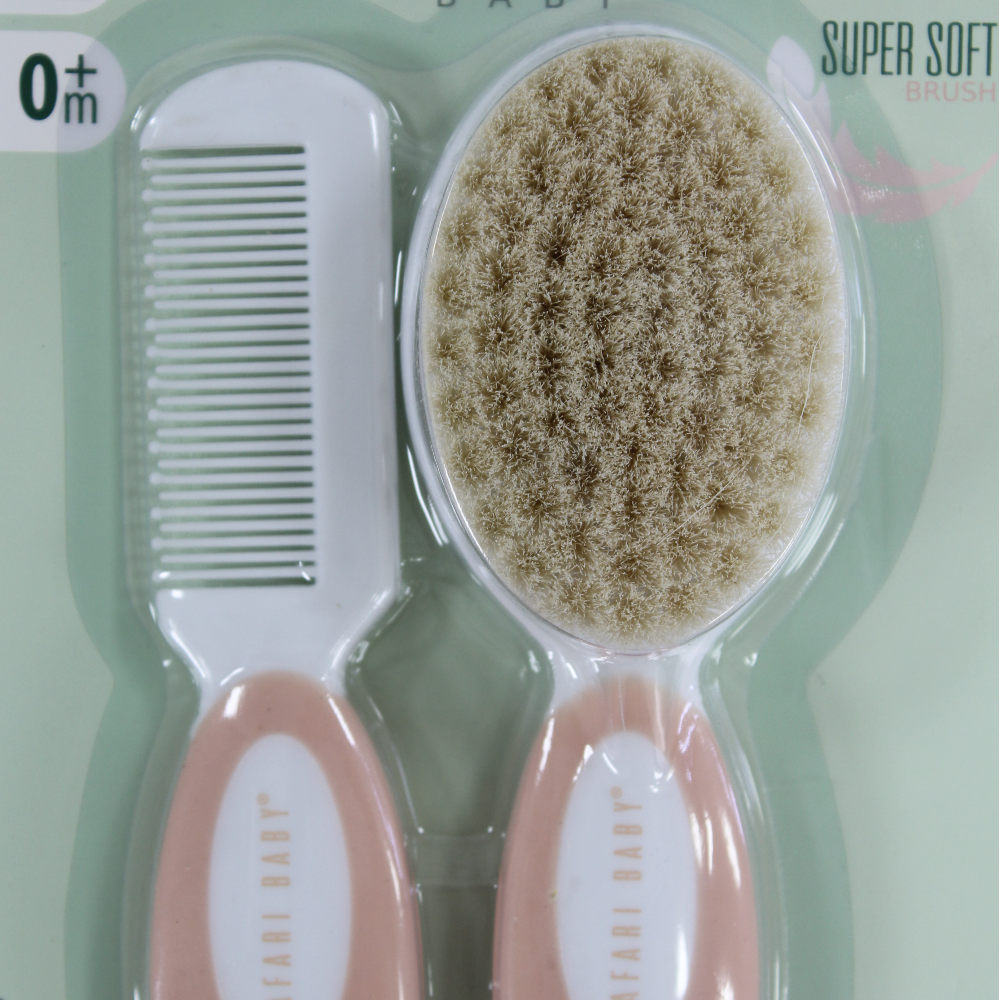 Safari Baby Soft Baby Brush & Comb Set - Salmon