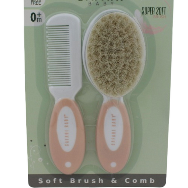 Safari Baby Soft Baby Brush & Comb Set - Salmon