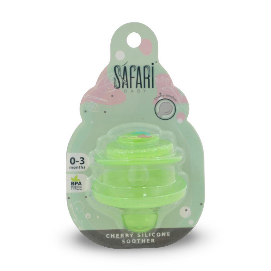 Safari Baby Cherry Silicone Soother 0-3m – Green - Baby Essentials