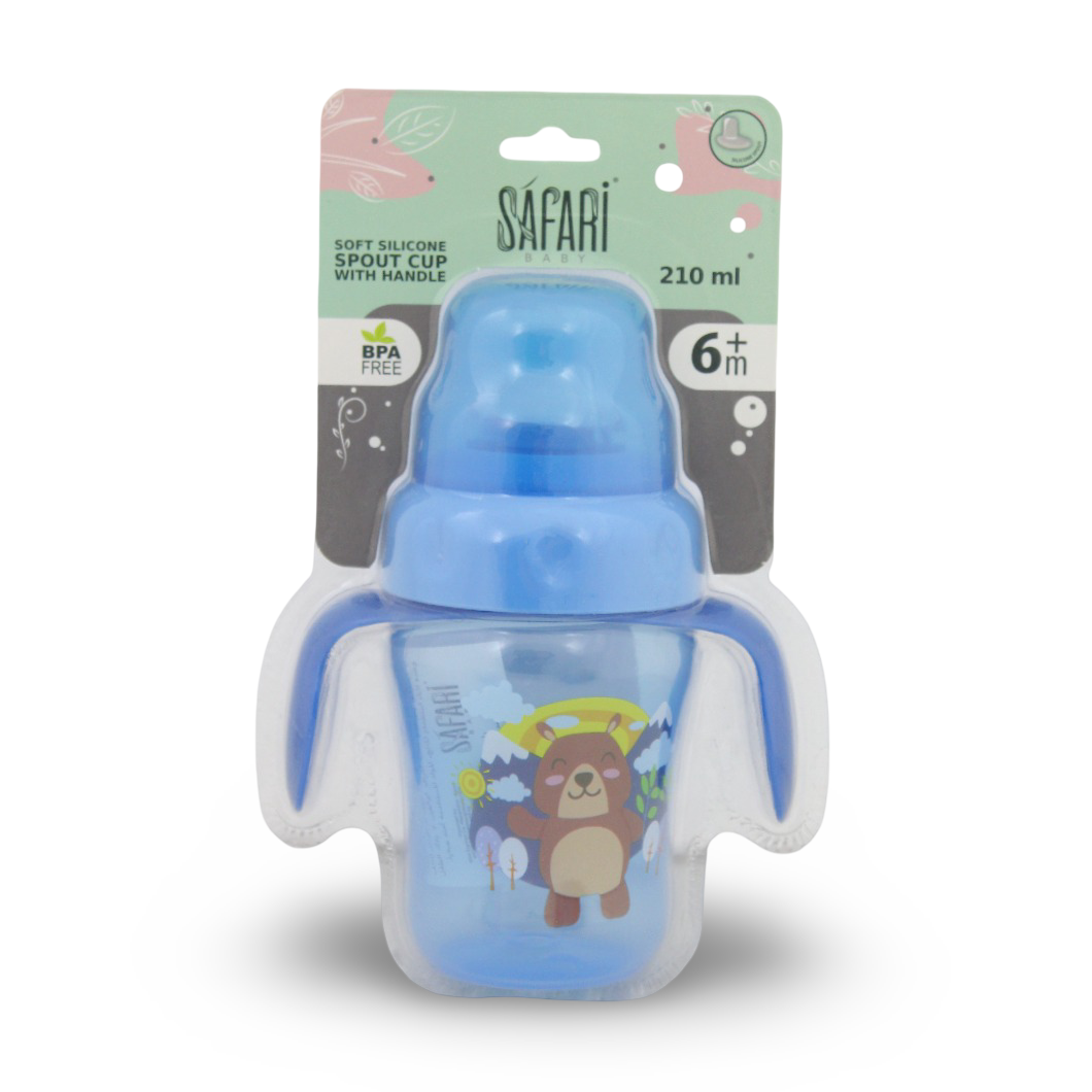 Safari Baby Soft Silicone Spout Cup 210ml +6m – Baby Blue