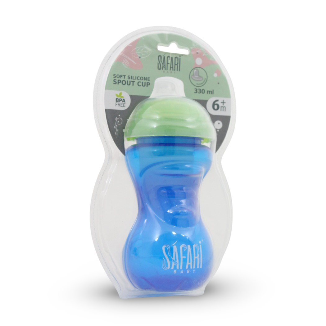 Safari Baby Soft Silicone Spout Cup 330ml +6m – Blue