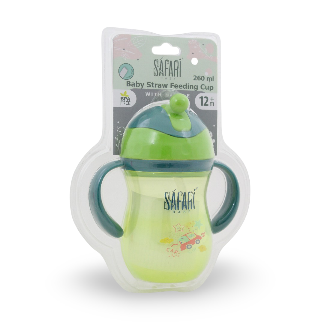 Safari Baby Straw Feeding Cup 260ml +12m – Green