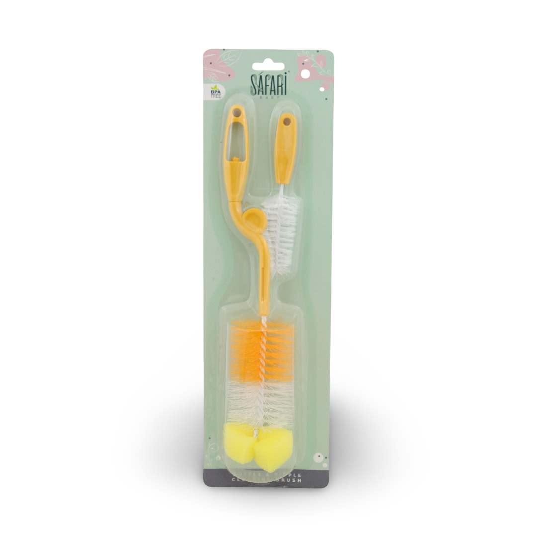 Safari Baby Bottle & Nipple Cleaning Brush – Orange