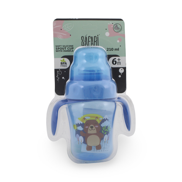 Safari Baby Soft Silicone Spout Cup with Handle 210ml 6m+ – Blue