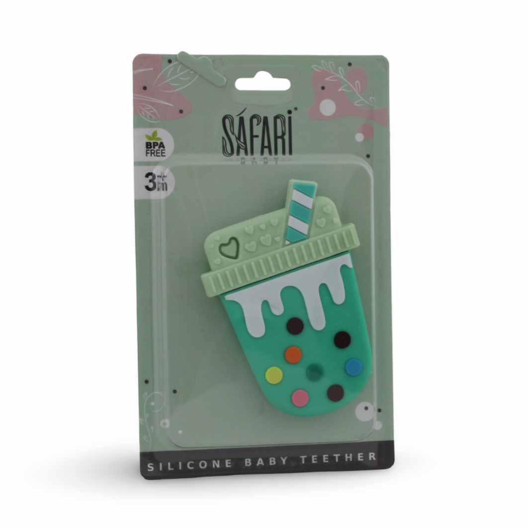 Safari Silicone Baby Teether 3m+ – Green with Ice Cream Design