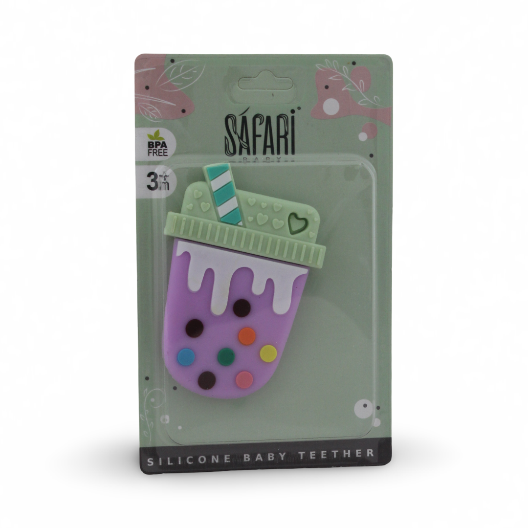 Safari Silicone Baby Teether 3m+ – Purple with Ice Cream Design