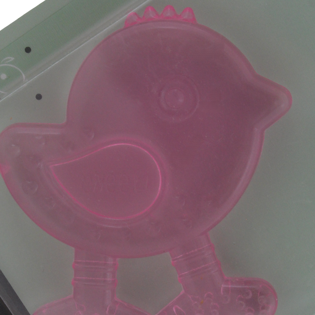 Safari Silicone Baby Teether 3m+ – Pink with Bird Design