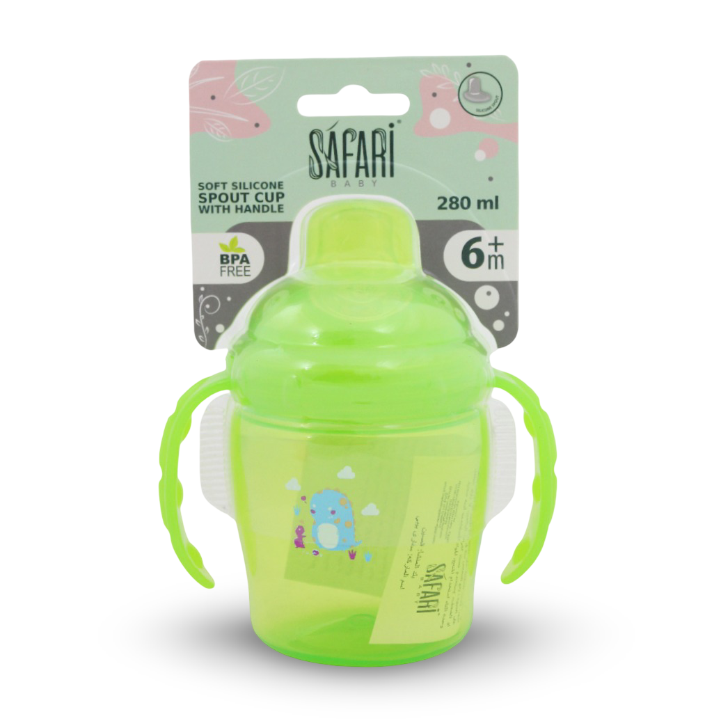 Safari Baby Soft Silicone Spout Cup 280ml +6m – Green
