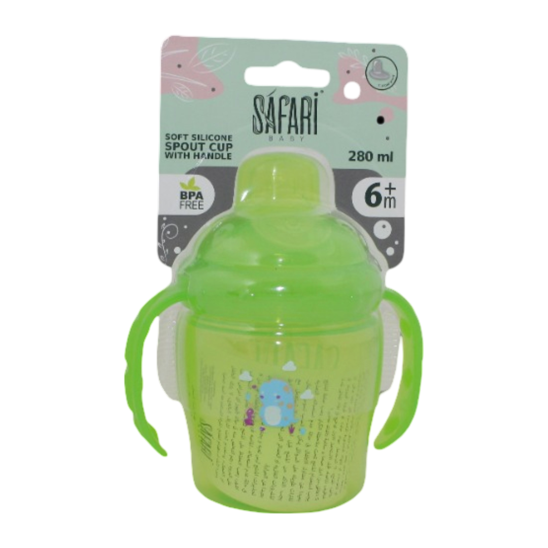 Safari Baby Soft Silicone Spout Cup 280ml +6m – Green