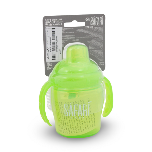 Safari Baby Soft Silicone Spout Cup 280ml +6m – Green