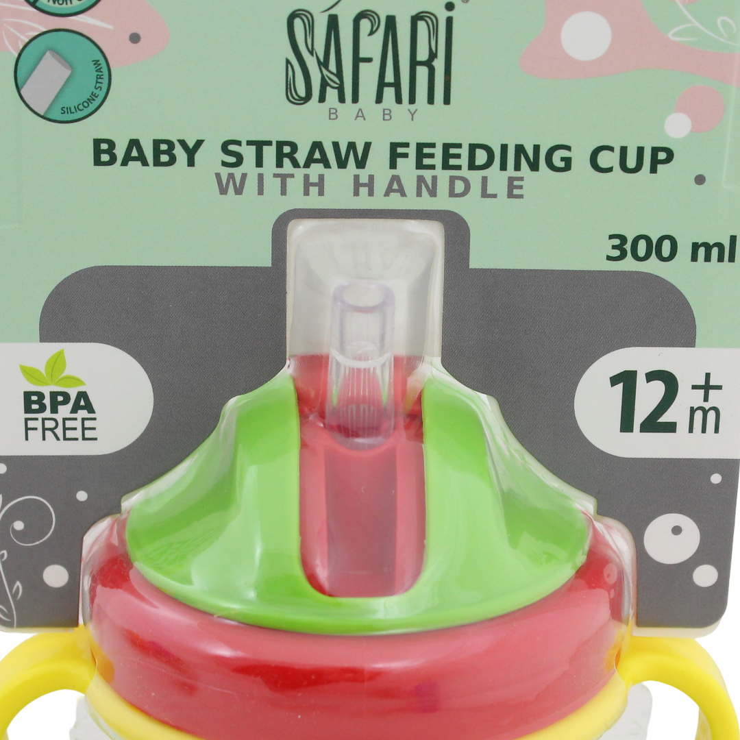 Safari Baby Straw Feeding Cup 300ml +12m – Green & Yellow