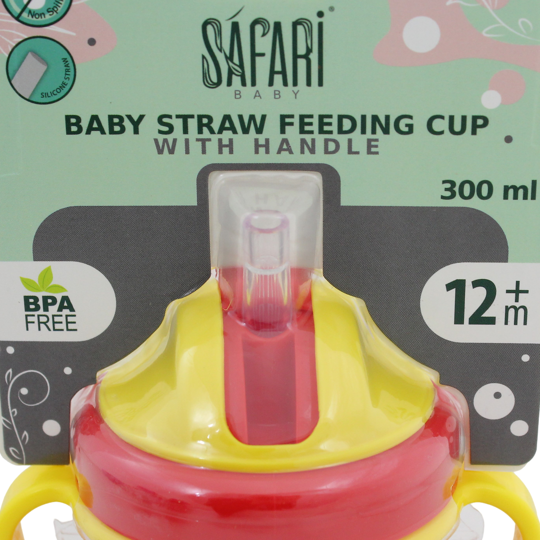 Safari Baby Straw Feeding Cup 300ml +12m – Red & Yellow