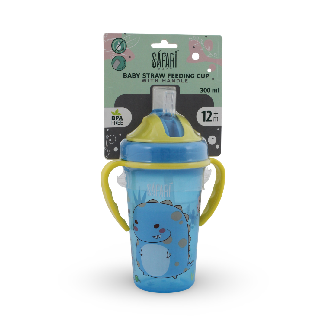 Safari Baby Sport Cup with Straw and Handle 12m+ 300ml – Blue & Yellow