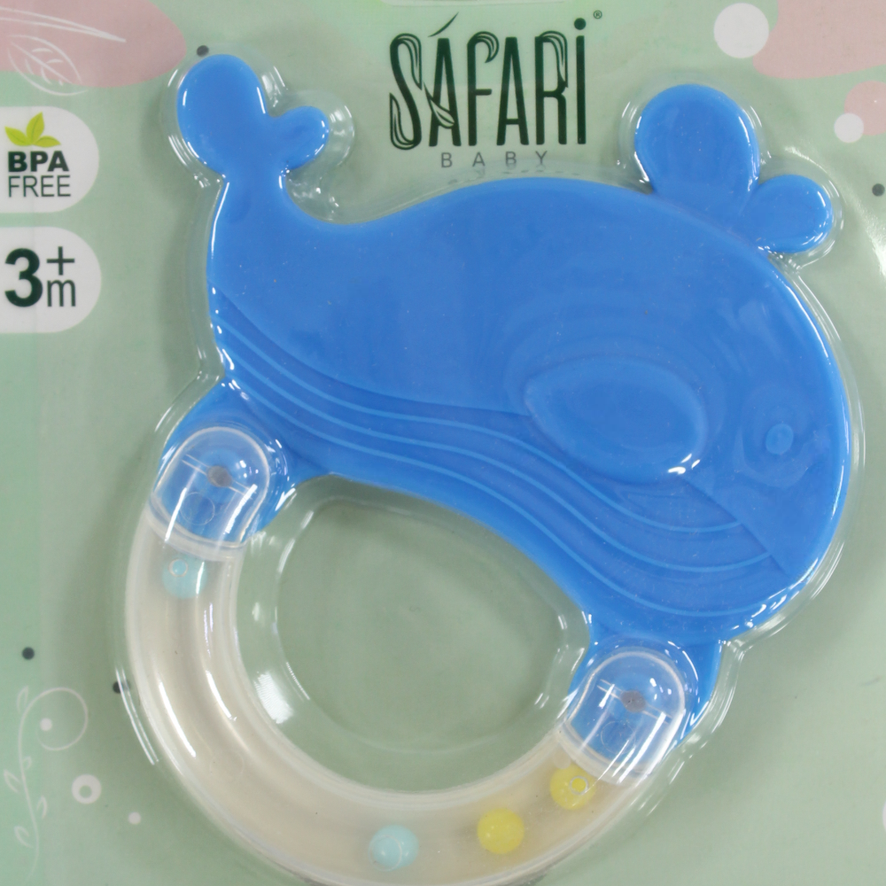 Safari Baby Teether with Rattle – Blue Dolphin Shape