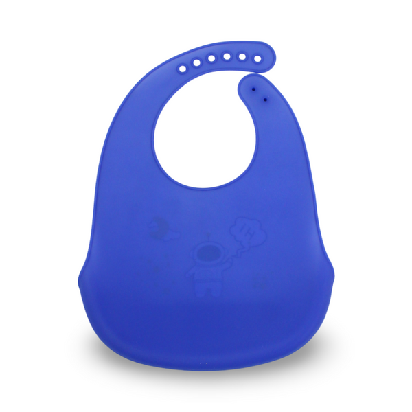 Safari Baby Silicone Bib – Blue with Space Print