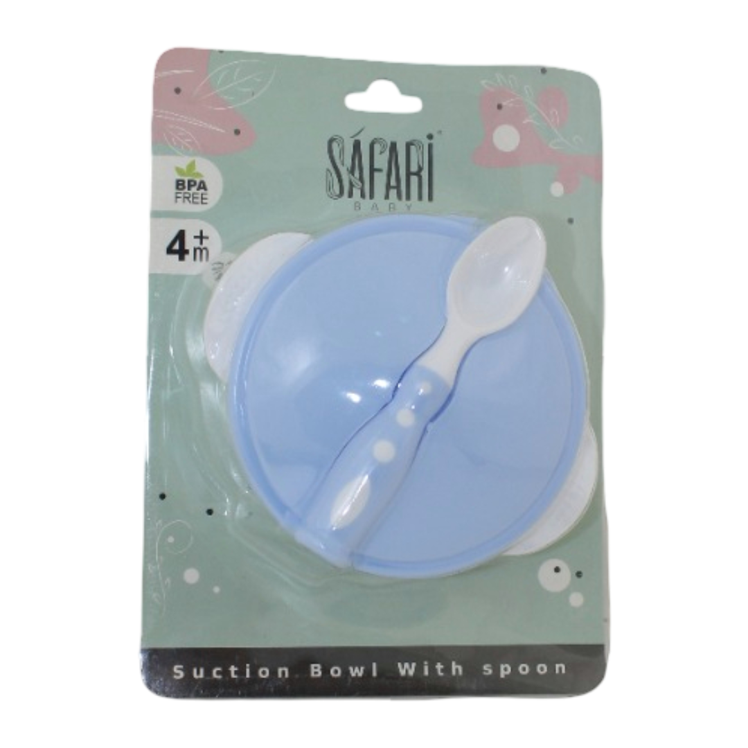 Safari Baby Suction Bowl with Spoon – Baby Blue