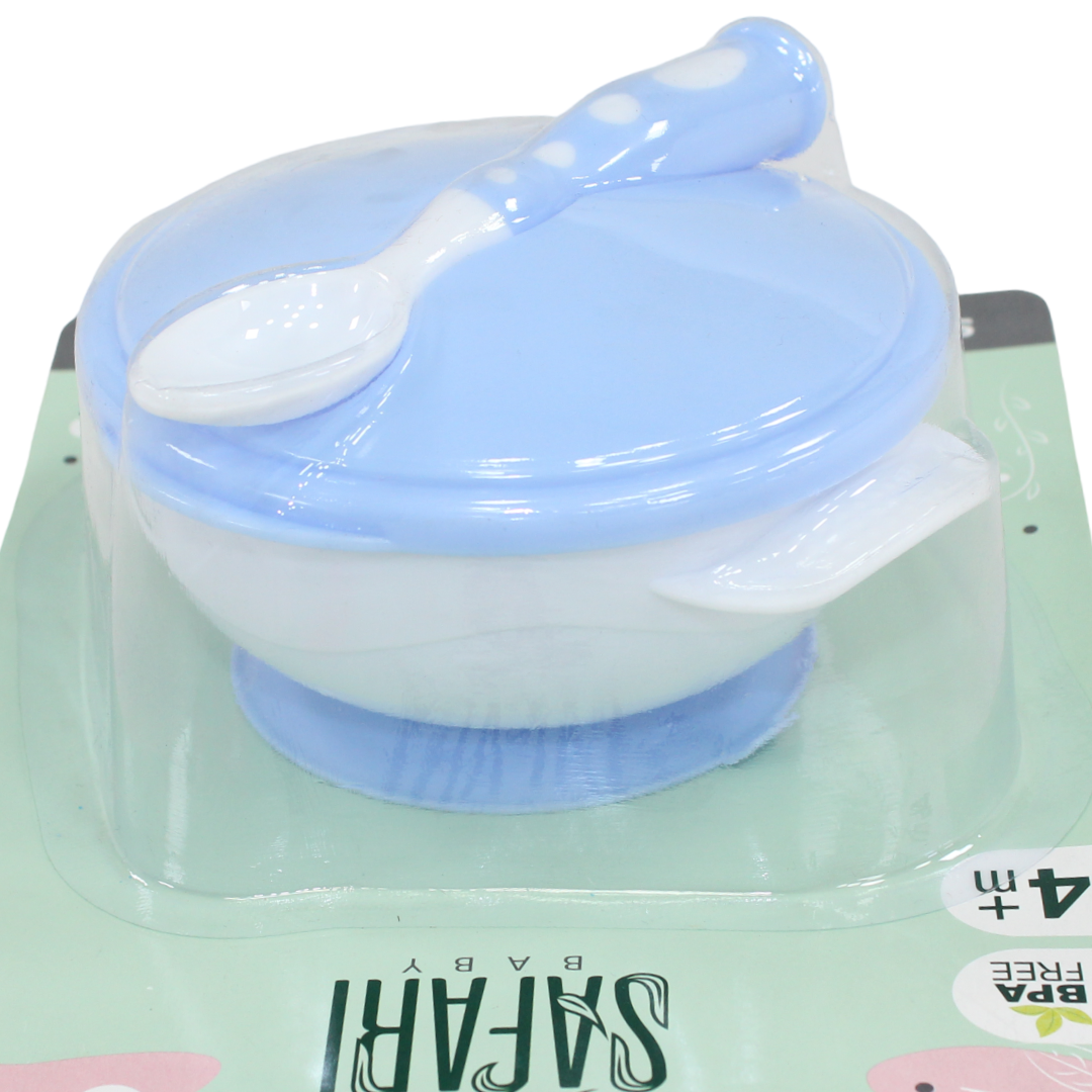 Safari Baby Suction Bowl with Spoon – Baby Blue
