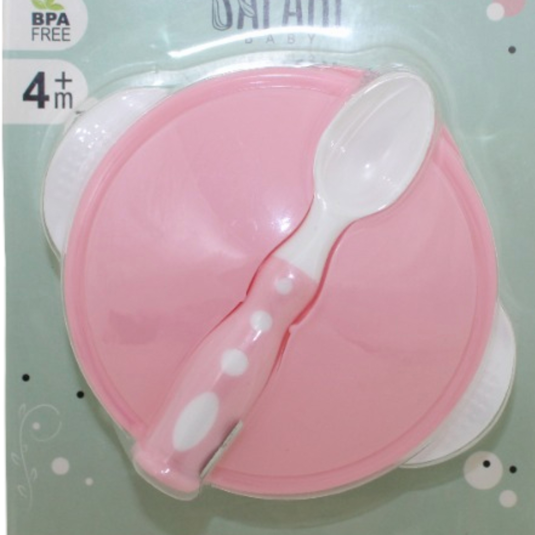 Safari Baby Suction Bowl with Spoon – Pink