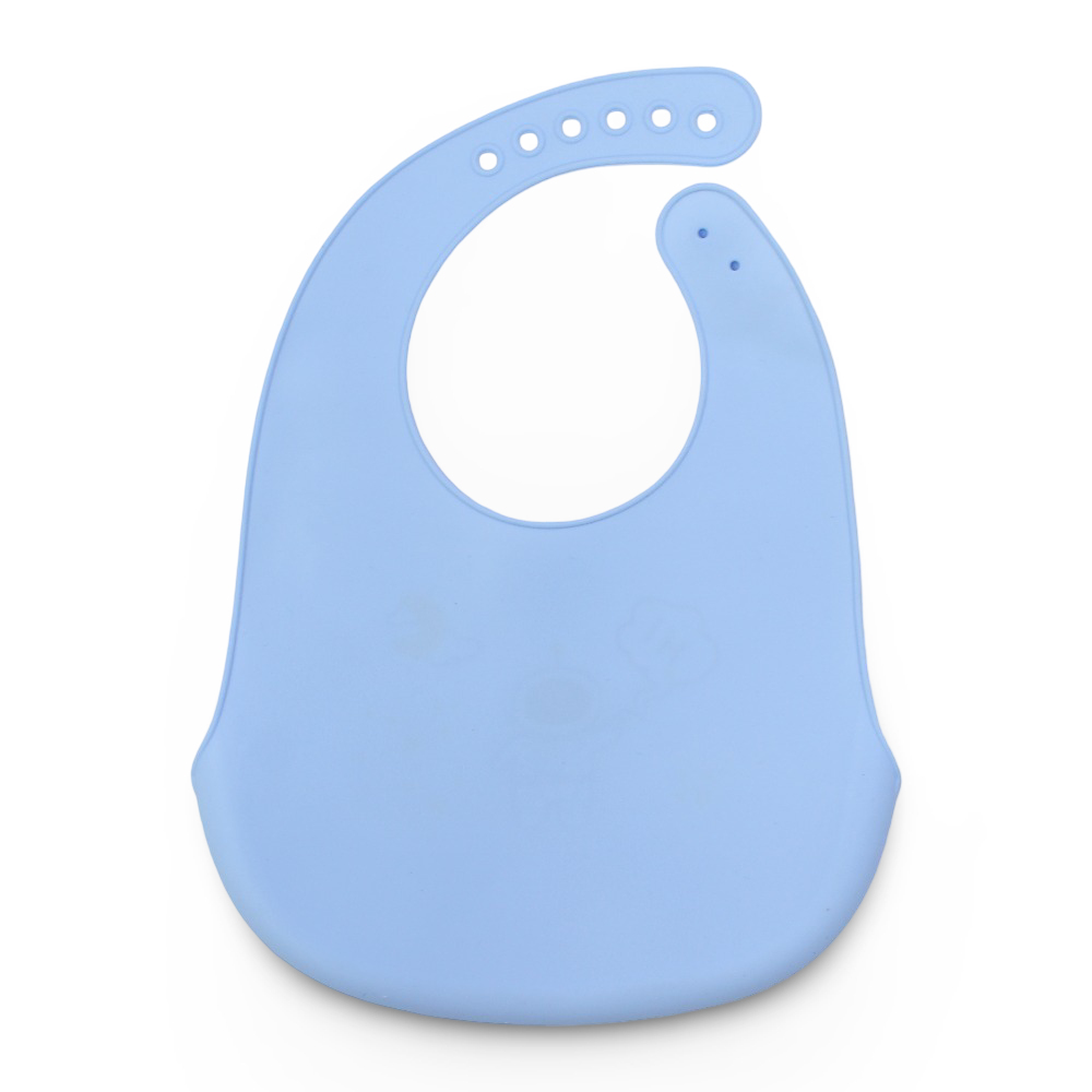 Safari Baby Silicone Bib with Pocket – Baby Blue with Astronaut Print