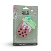 Safari Silicone Baby Teether 3m+ – Salmon with Ice Cream Design