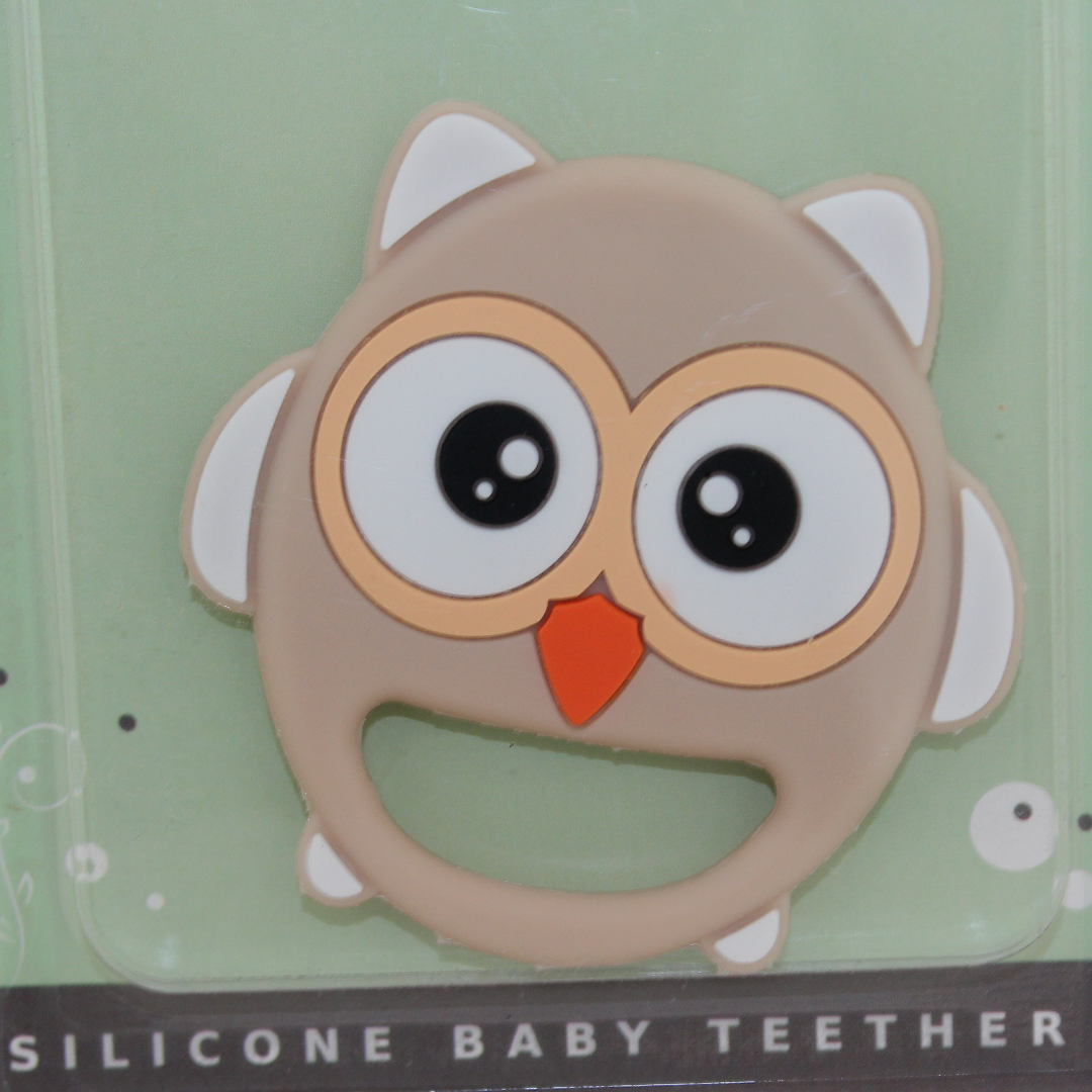 Safari Baby Silicone Baby Teether – Beige with Owl Design
