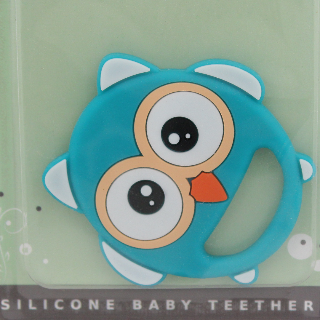 Safari Baby Silicone Baby Teether – Turquoise with Owl Design